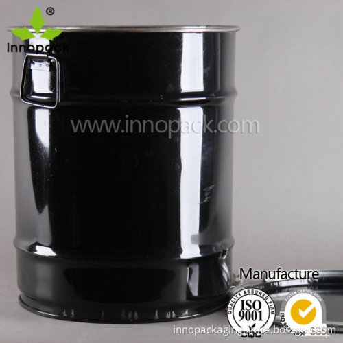 55L Black Chemical Metal Drum with Lock Collar